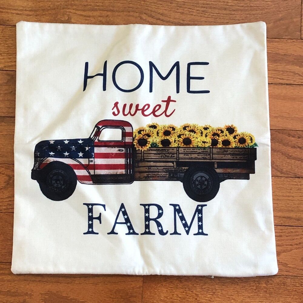 HOME SWEET HOME 17"x17"  Decorative Throw Pillow Cover Country Theme
